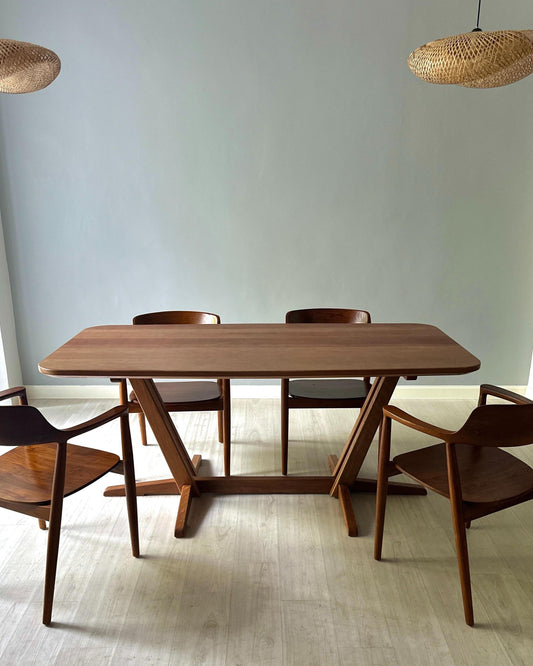 Capilano Trestle Solid Nyatoh Wood Dining Table Sango Wood Co. Malaysia
