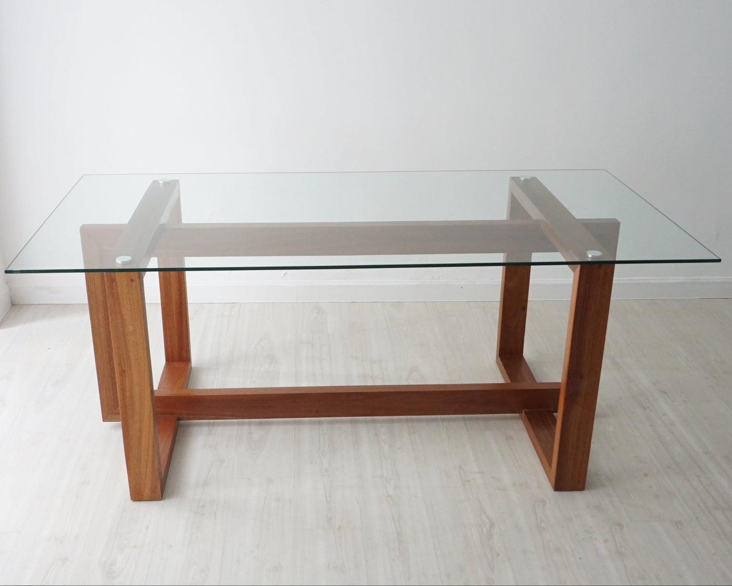 Burrard Dining Table with Tempered Glass Top Solid Nyatoh Malaysia