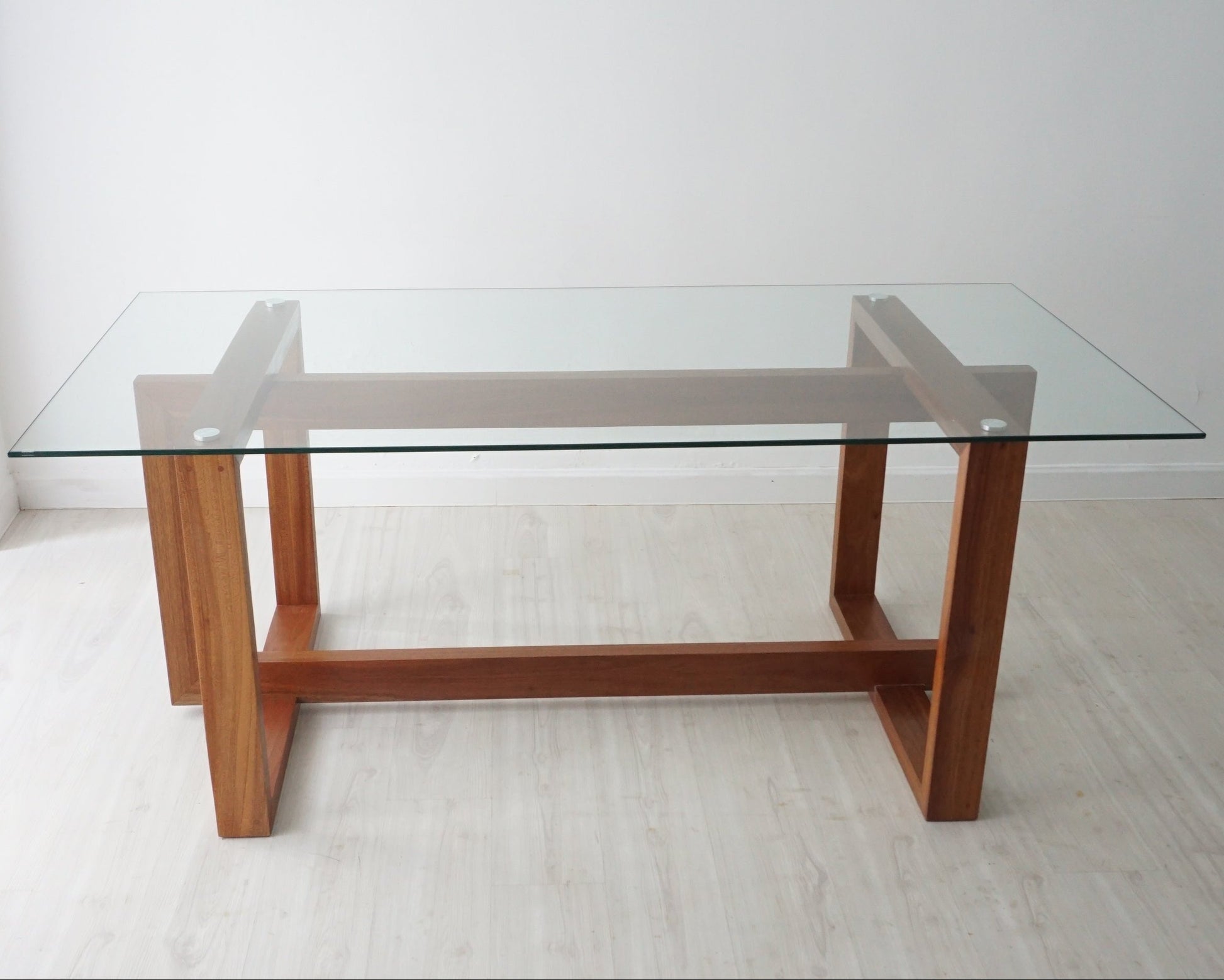 Burrard Dining Table with Tempered Glass Top Solid Nyatoh Malaysia