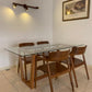 Cambie Dining Table with Tempered Glass Top Solid Wood Malaysia