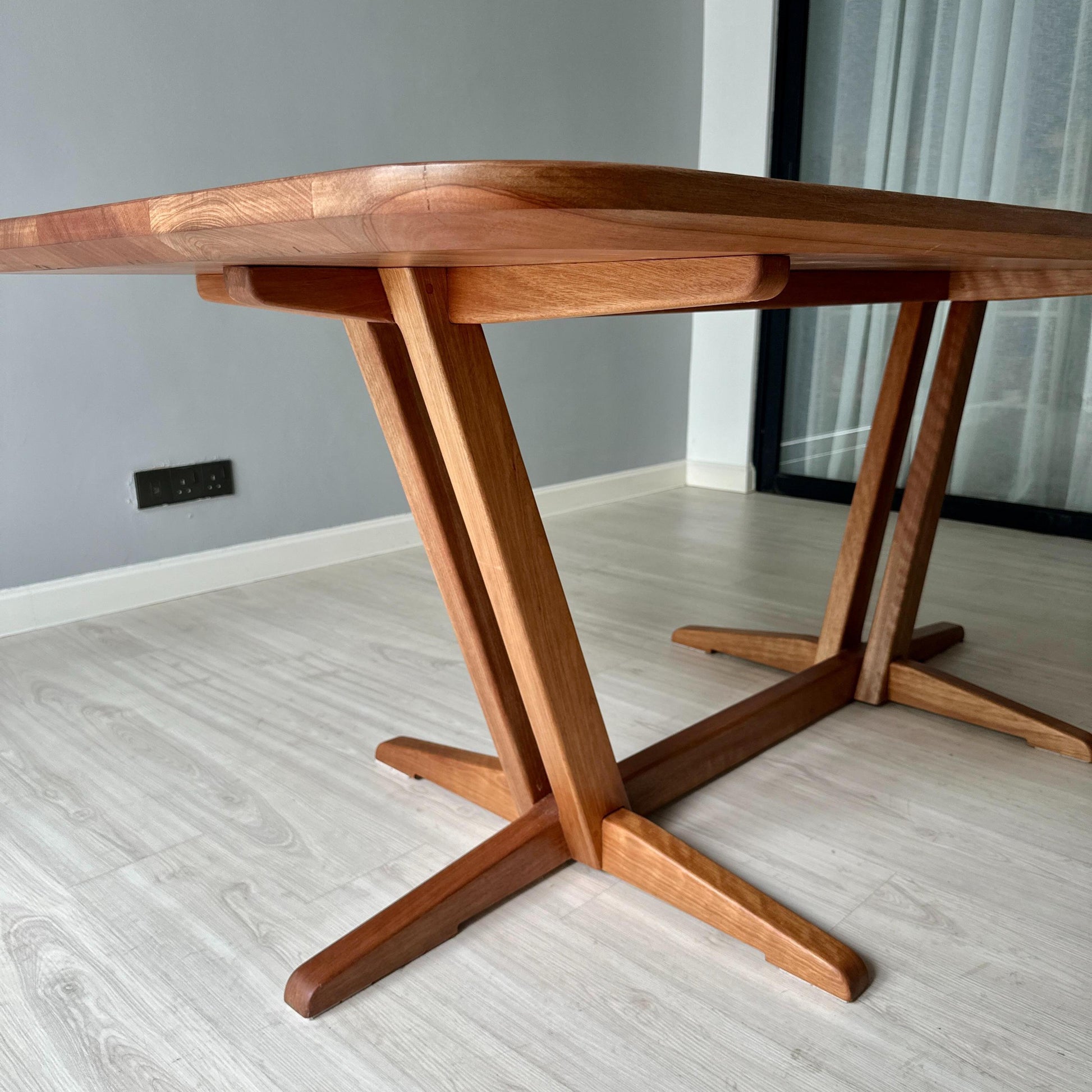 Capilano Trestle Solid Nyatoh Wood Dining Table Sango Wood Co. Malaysia