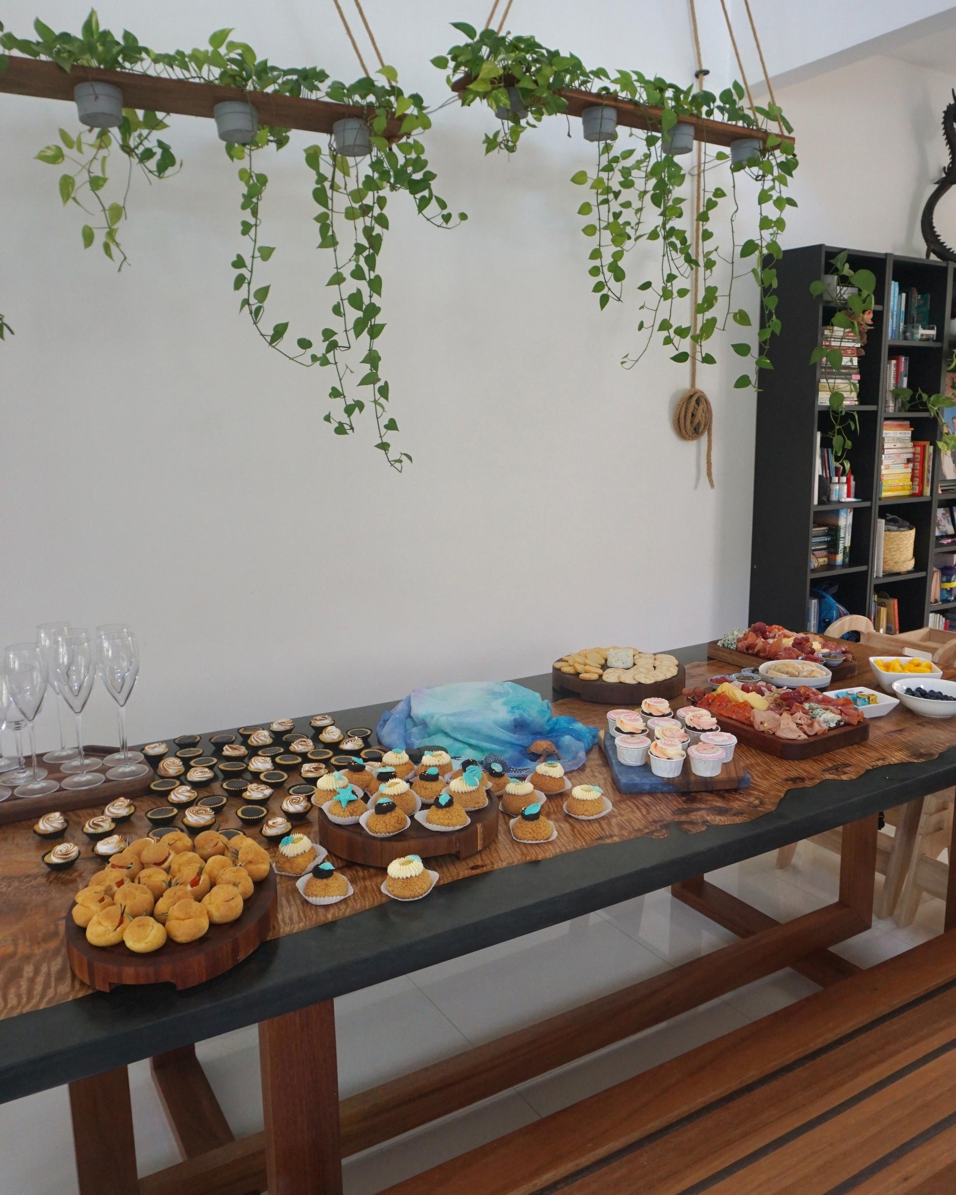 Hosting a Party with Resin cast Mango Tree Slab Dining Table Sango Wood Co. Malaysia
