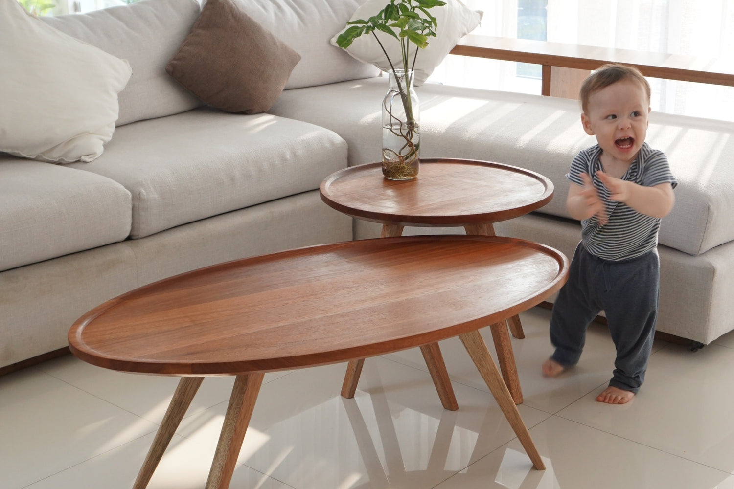 Sango Wood Co. Solid Wood Nested Coffee Tables