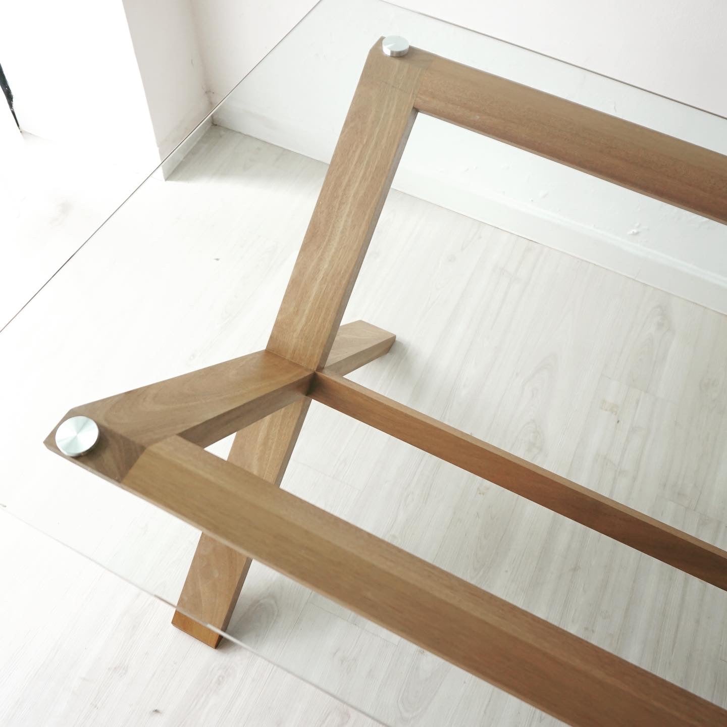 Robson Solid Nyatoh Wood Tempered Glass Top Dining Table Sango Wood Co. Malaysia